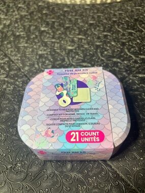 New Mermaid Print Compact First Aid Kit - Pastel Purple Pink Blue 21 pc